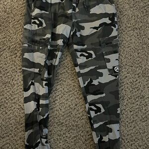 Ecko Unlimited Camouflage Cargo Pants - Black, Gray, White
